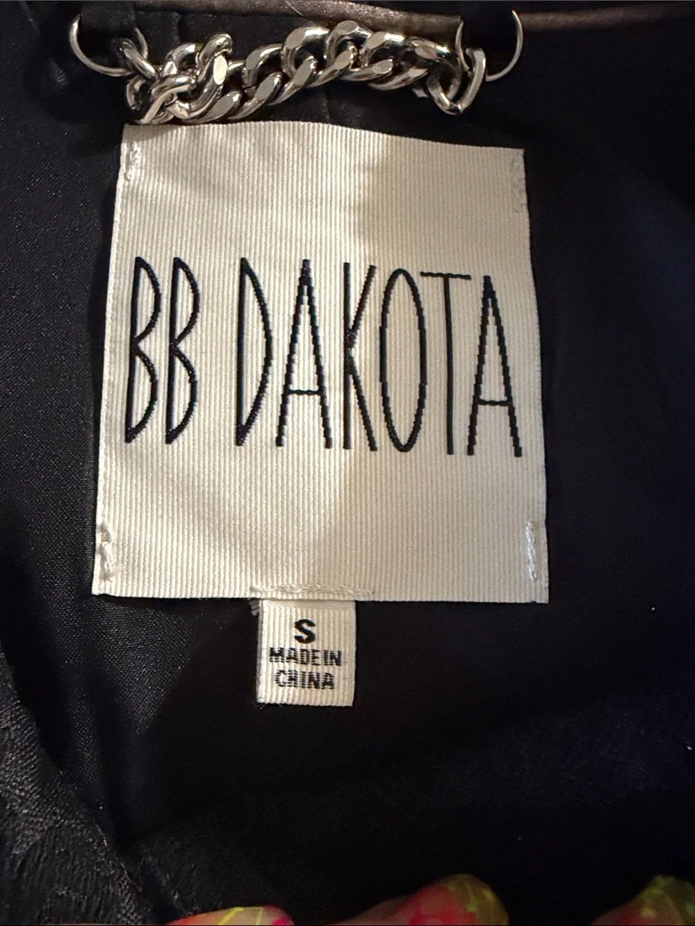 BB Dakota Black Floral Jacquard Long Blazer Coat Size Small